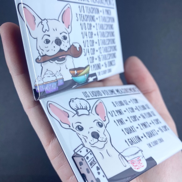 White Chihuahua Dog Measuring Chart Magnet Set Kitchen Baking Cooking Guide - Picture 3 of 4
